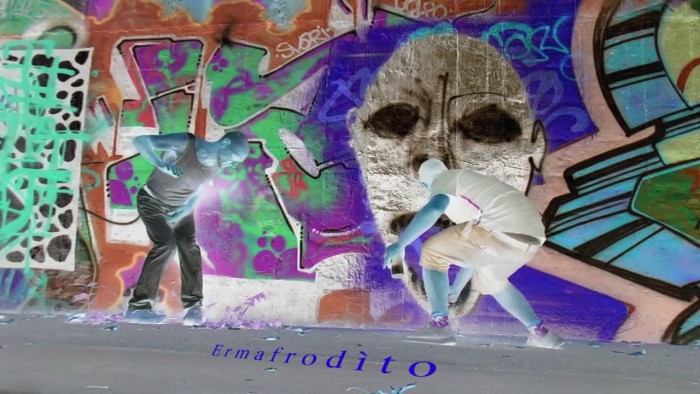Ermafrodito ©, 
Anibale Covini Gerolamo danza, 
Filippo Zoli arte, 
al Parco Trotter di Milano, 
filmato selfie ©;
on Youtube