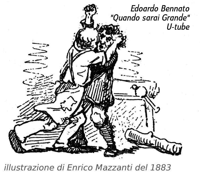 guarda su Youtube: 
Quando sarai grande
 cantata da
Edoardo Bennato, 
dall'album Burattino senza fili, 
RCA records