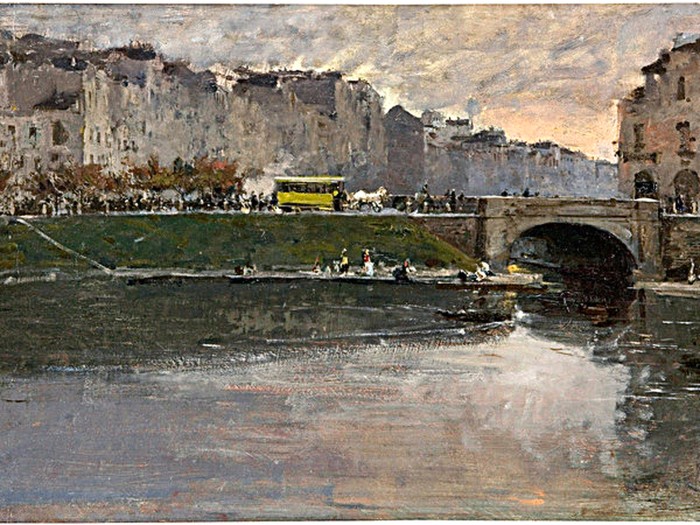 di Mosè Bianchi, i Navigli di Milano, dipinto